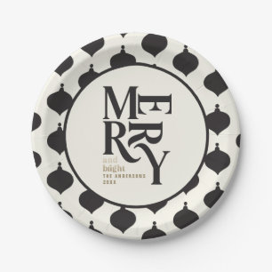 Assiettes En Carton Black & Gold vintage merry chritsmans