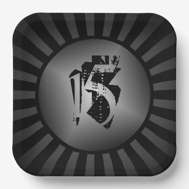 Assiettes En Carton Black Grunge Adolescent Plaques de fête d'annivers (Recto)