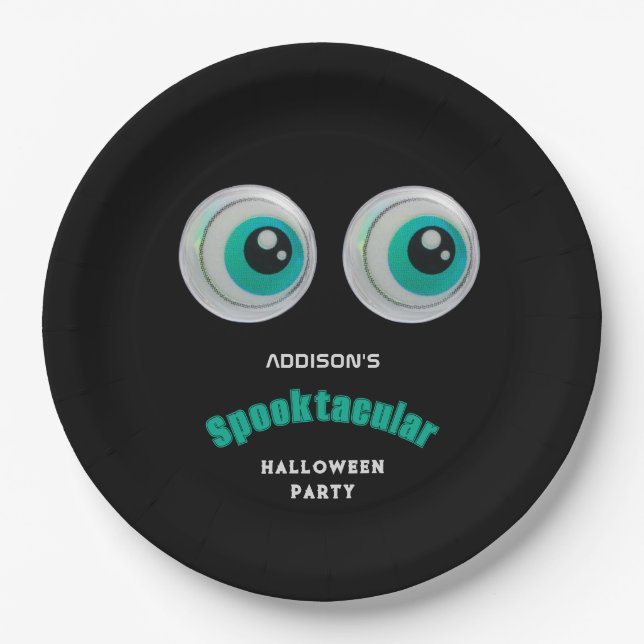 Assiettes En Carton Black Horror Eye Spooktacular Halloween Party (Devant)