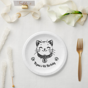 Assiettes En Carton Black Kitty Chat Kitten fête d'anniversaire
