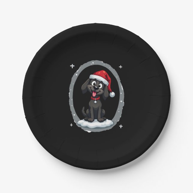 Assiettes En Carton Black Labrador Christmas Santa Hat Xmas Pajama T-S (Devant)