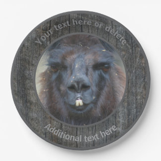Assiettes En Carton Black Llama Visage ferme animal personnalisé