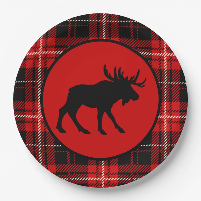 Assiettes En Carton Black Moose Red Black Plat (Devant)