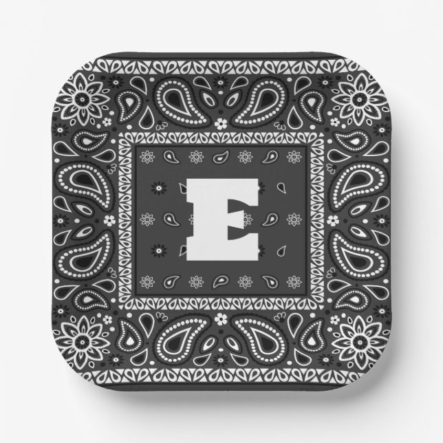 Assiettes En Carton Black Paisley Bandana Anniversaire Hip hop Rap Éca (Recto)