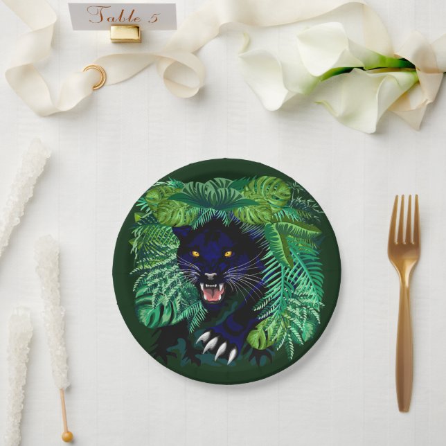 Assiettes En Carton Black Panther Spirit of the Jungle (Mariage)
