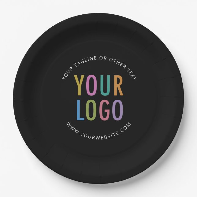 Assiettes En Carton Black Paper Plates Company Logo Printed Bulk (Devant)