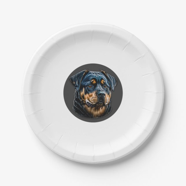 Assiettes En Carton Black Rottweiler (Devant)