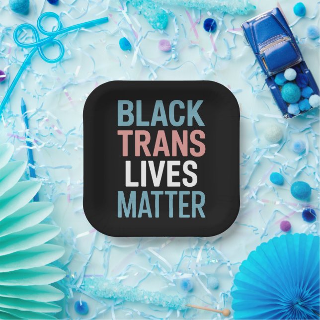 Assiettes En Carton Black Trans LGBTQ Support Vit Matière Transgenre (Fête)