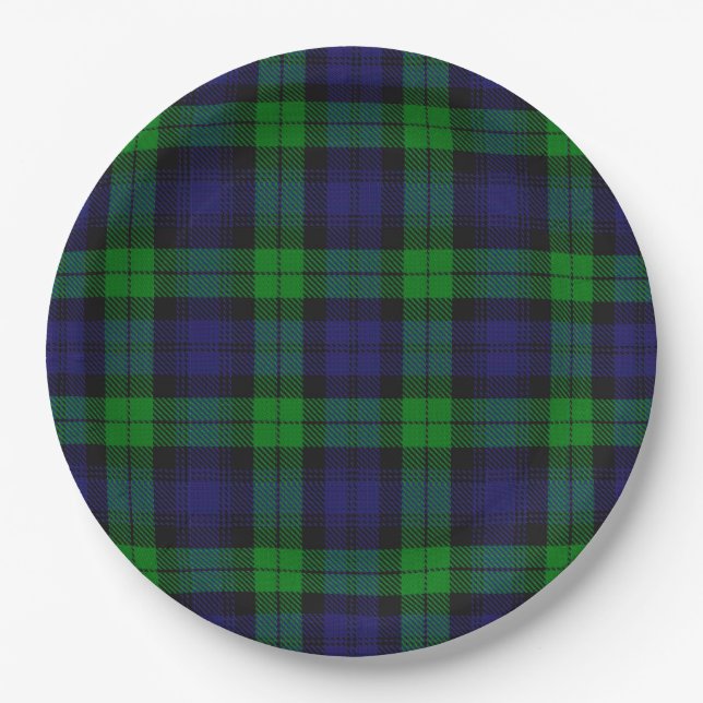 Assiettes En Carton Black Watch Campbell Tartan (Devant)