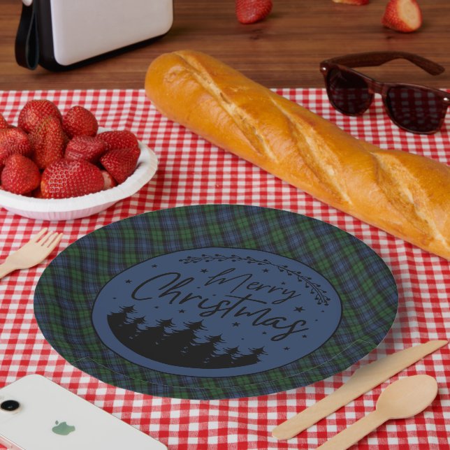 Assiettes En Carton Black Watch Scottish Clan Tartan  Merry Christmas (Pique-nique)