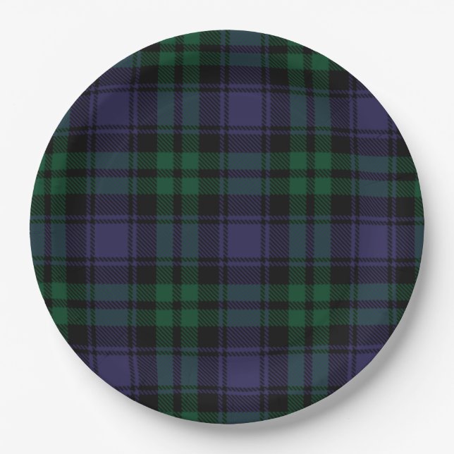 Assiettes En Carton Black Watch Tartan, Plaid (Devant)