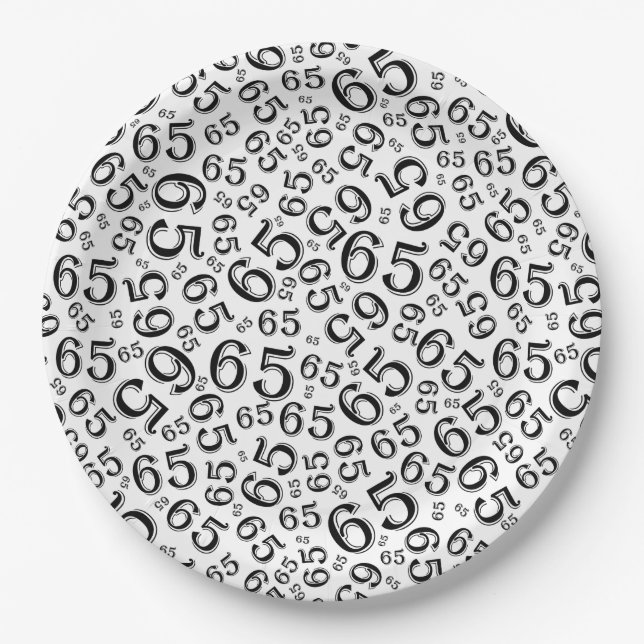 Assiettes En Carton  Black/White 65th Random Number Pattern (Devant)