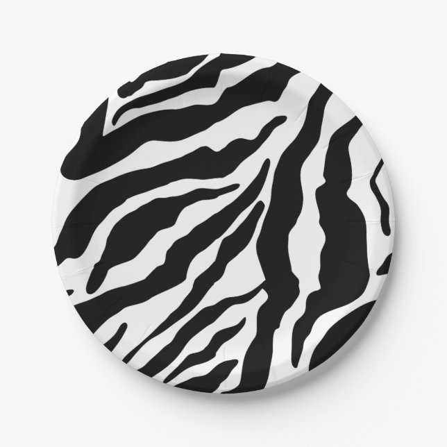 Assiettes En Carton Black& White Zebra Stripes Pattern Animal Print (Devant)