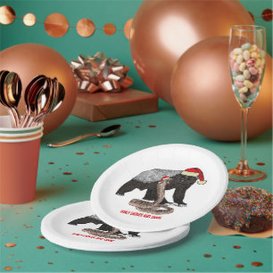 Assiettes En Carton Blaireau à miel contre serpent Noël badass