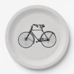 Assiettes En Carton Blanc de noir de vélo de bicyclette de plaque