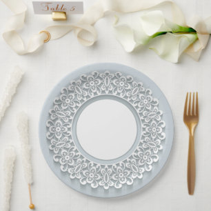 Assiettes En Carton Blanc Faux Lace Élégant Vintage