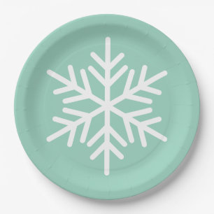 Assiettes En Carton Blanc festif et amusant Flocon de neige alpin sur