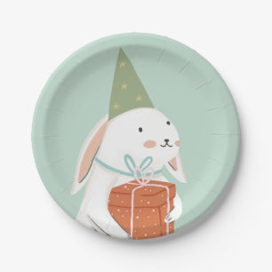 Assiettes En Carton Blanc mignonne lapin Anniversaire