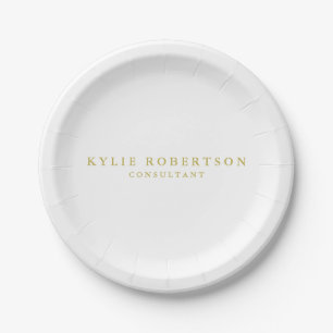 Assiettes En Carton Blanc & Or Couleurs Professionnel Tendance Uni