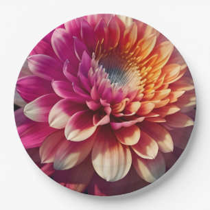 Assiettes En Carton Blanc Orange Jaune Rose Violet Bleu Dahlia Fleur