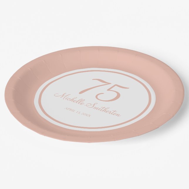 Assiettes En Carton Blanc pourpre 75e anniversaire (Angle)