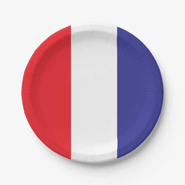 Assiettes En Carton Blanc Rouge Et Bleu (Devant)