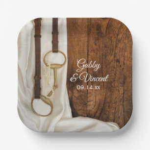 Assiettes En Carton Blanc Satin Cheval Bit Pays Mariage de l'Ouest
