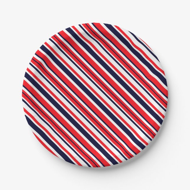 Assiettes En Carton Blancs, Bleus Et Rouges (Devant)