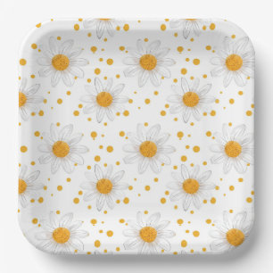 Assiettes En Carton Blancs clairs avec Centres Jaunes