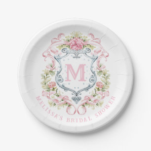 Assiettes En Carton Blason Floral Élégant Monogramme Enterrement de