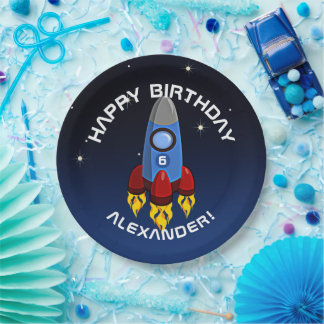 Assiettes En Carton Blast Off Rocket Ship Anniversaire
