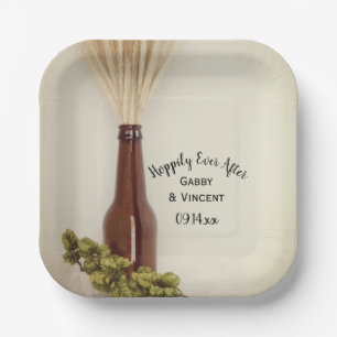 Assiettes En Carton Blé et houblon Hoppily Ever Brasserie Mariage
