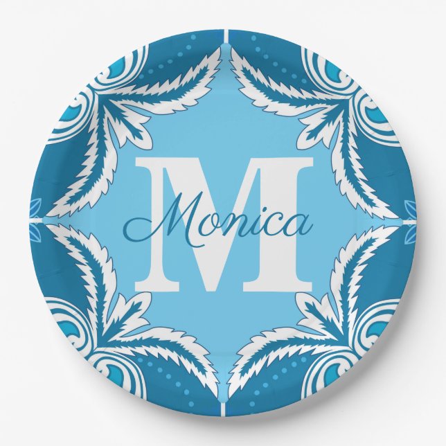 Assiettes En Carton 💙 bleu 🤍 blanc (Devant)