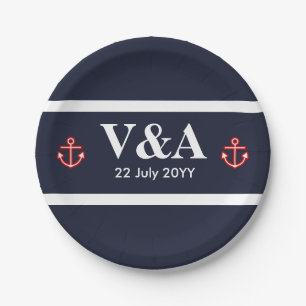 Assiettes En Carton Bleu Bleu Bleu Marine Marine