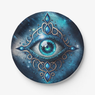 Assiettes En Carton Bleu Bleu Bleu Tous Voir les yeux Illuminati