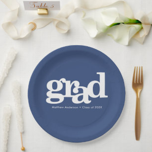 Assiettes En Carton Bleu bleu marine audacieux moderne simple typograp