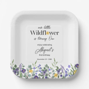 Assiettes En Carton Bleu Classique Notre Petite Fleur Sauvage 1er Anni