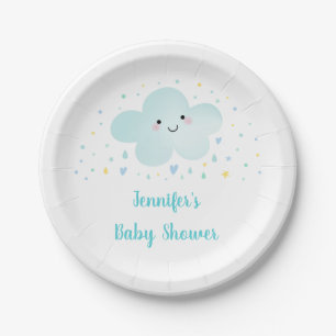 Assiettes En Carton Bleu Cloud Stars Bleu Baby Sprinkel