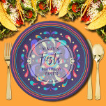 Assiettes En Carton Bleu coloré Fiesta<br><div class="desc">Fêtez votre anniversaire de fête mexicaine avec ce design coloré amusant sur de belles plaques en papier bleu foncé. CORRESPONDANCE d'objets dans notre collection.</div>