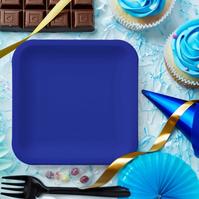 Assiettes En Carton Bleu couleur solide (Créateur téléchargé)