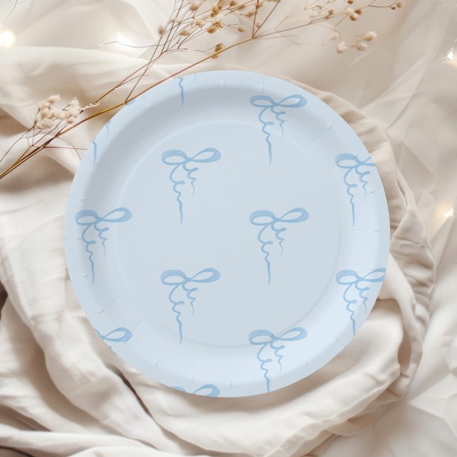 Assiettes En Carton Bleu dainty arc motif garçon baby shower (Créateur téléchargé)