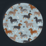 Assiettes En Carton Bleu de Dachshund Paws et Bones Motif<br><div class="desc">Bleu de Dachshund Paws et Bones Motif</div>