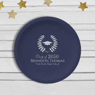 Assiettes En Carton Bleu de la Marine Classique Personnalisé