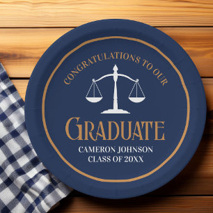 Assiettes En Carton Bleu de la Marine Gold Law School