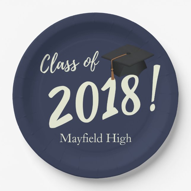 Assiettes En Carton Bleu de la marine nautique (Devant)