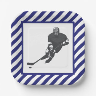Assiettes En Carton Bleu de la partie de hockey