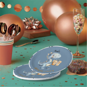 Assiettes En Carton Bleu Dinosaure Rawr Anniversaire Plaque de papier 