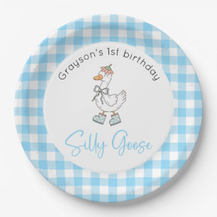 Assiettes En Carton Bleu d'oie soyeux Anniversaire
