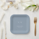Assiettes En Carton Bleu Dusty minimaliste et chic | MARIAGE<br><div class="desc">Ces élégantes plaques de mariage moderne ou de papier-douche nuptiale présentent un design simple en texte bleu et blanc poussiéreux qui dégage un style minimaliste. Ajoutez vos initiales ou votre monogramme pour les rendre complètement vôtres.</div>