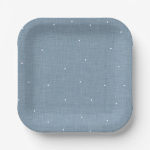 Assiettes En Carton Bleu effet cambray mignon simple pois point